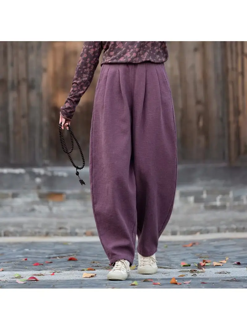Winter Thickened Washed Hemp Fleece Lined Casual Pants Women's Meditation Lantern Cotton Pants Warm Artistic Leisure Trousers
Winter Thickened Washed Hemp Fleece Lined Casual Pants Women's Meditation Lantern Cotton Pants Warm Artistic Leisure Trousers
