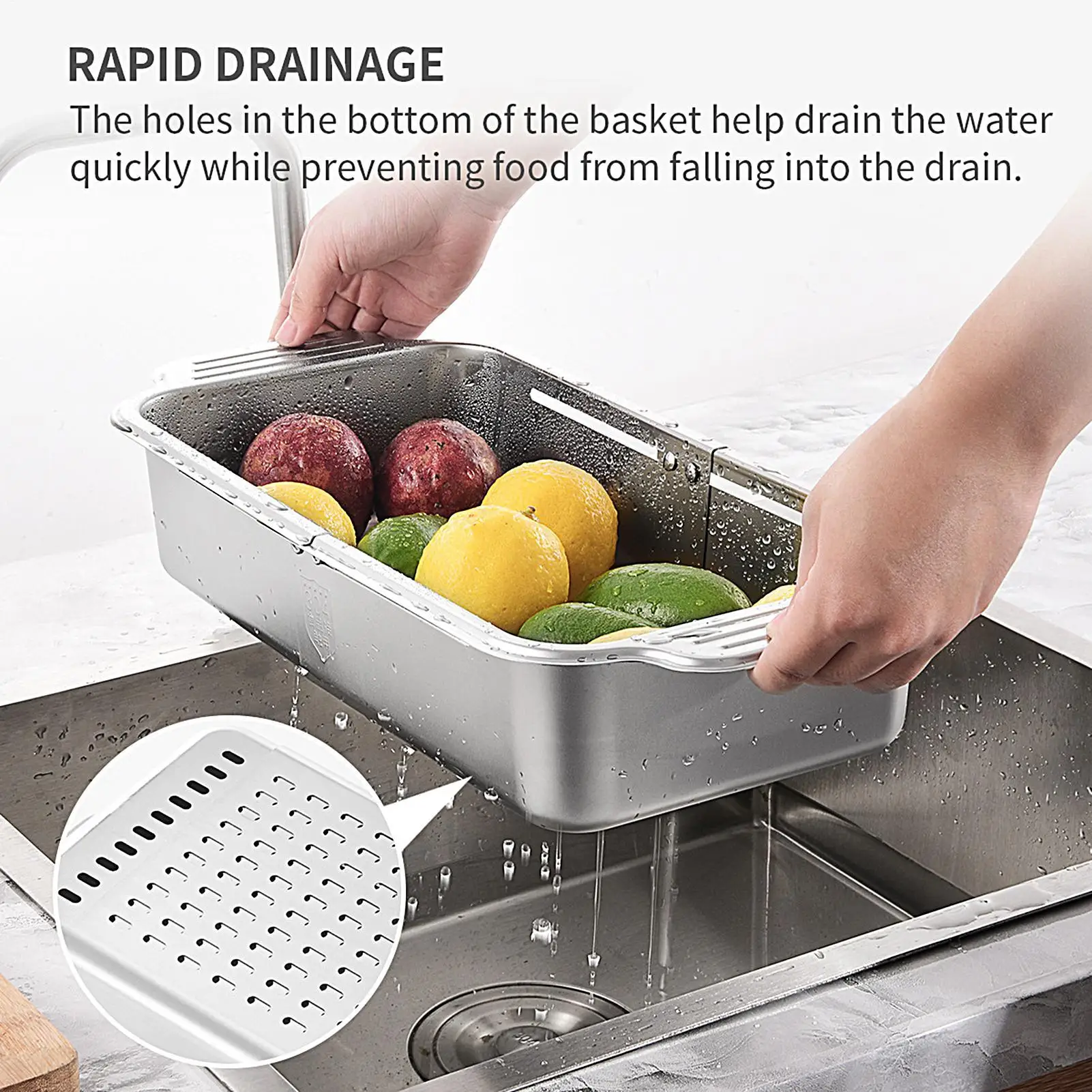 Portable Adjustable Dish Drainer Sink Drain Basket Washing Vegetable Fruit Drying Rack Kitchen Accessories Supplies
Portable Adjustable Dish Drainer Sink Drain Basket Washing Vegetable Fruit Drying Rack Kitchen Accessories Supplies