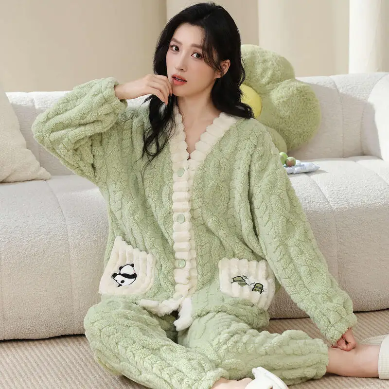 Комплект из двух предметов, пижама для девочек, кардиган, домашняя одежда, домашняя одежда, осенне-зимняя утолщенная женская одежда для сна из кораллового флиса, теплая домашняя одежда
Комплект из двух предметов, пижама для девочек, кардиган, домашняя одежда, домашняя одежда, осенне-зимняя утолщенная женская одежда для сна из кораллового флиса, теплая домашняя одежда