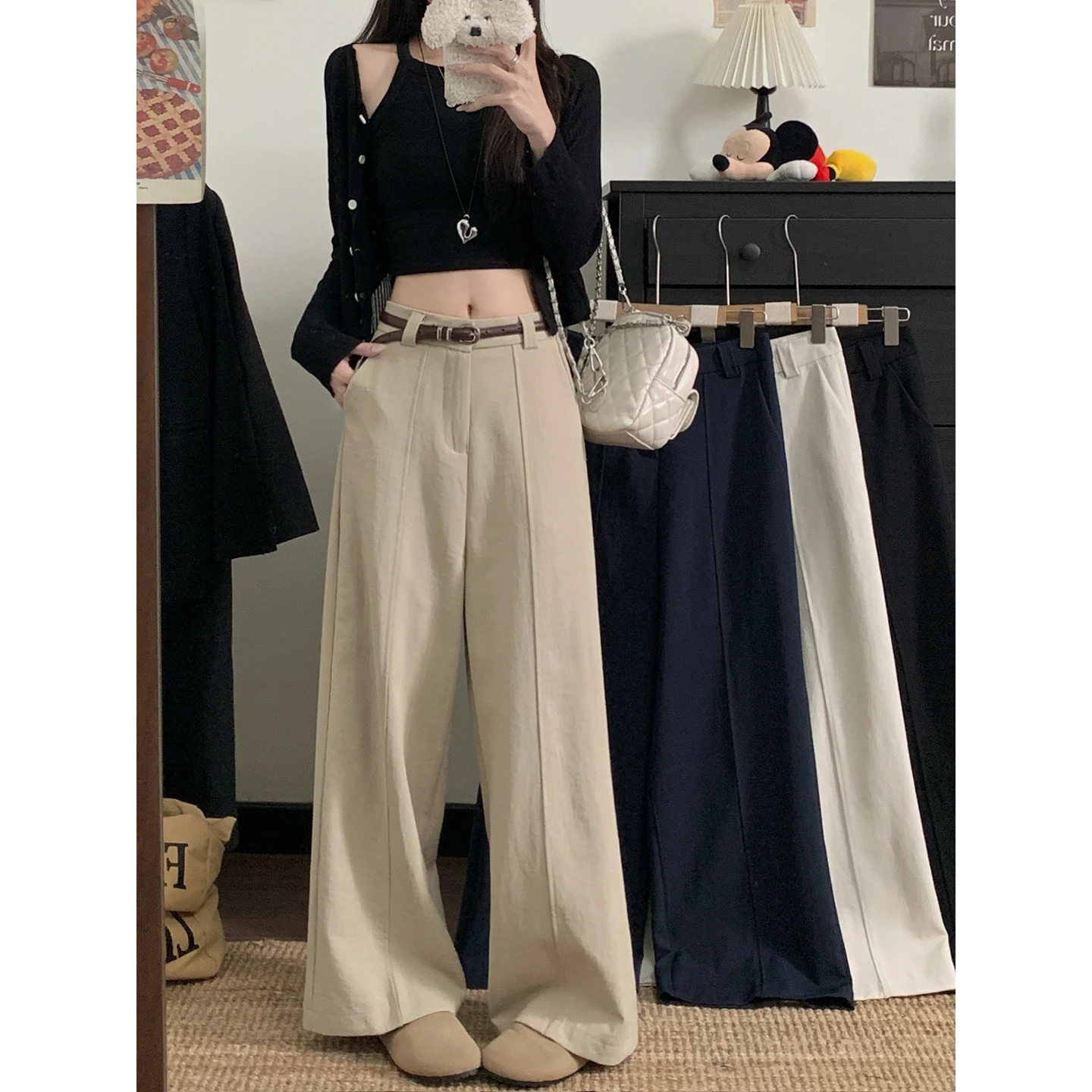 Spring 2026 Fashion Wide Leg Pants Women Loose Slimming Casual Nine Point Suit Straight Leg Trousers Personality Style
Spring 2026 Fashion Wide Leg Pants Women Loose Slimming Casual Nine Point Suit Straight Leg Trousers Personality Style
