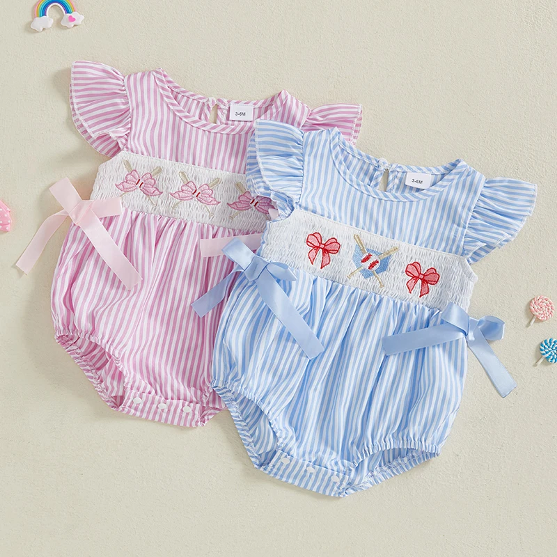 Tregren 0-24M Newborn Baby Girl Summer Romper Fly Sleeve Round Neck Baseball Bow Embroidery Striped Infant Bodysuit Clothes
Tregren 0-24M Newborn Baby Girl Summer Romper Fly Sleeve Round Neck Baseball Bow Embroidery Striped Infant Bodysuit Clothes