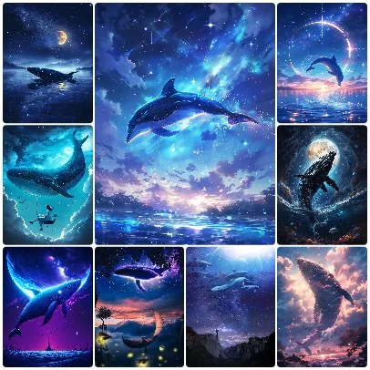 Dreamy Starry Sky Whale & Dolphin Jigsaw Puzzle, Galaxy Aurora Marine Animal & Moon Ocean Fantasy Home Wall Decor
Dreamy Starry Sky Whale & Dolphin Jigsaw Puzzle, Galaxy Aurora Marine Animal & Moon Ocean Fantasy Home Wall Decor