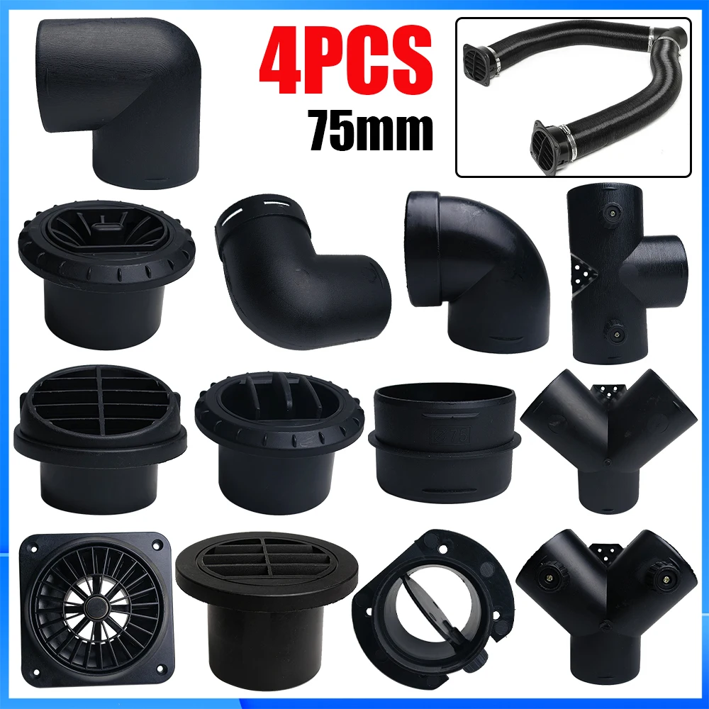 4PCS 75mm Black Warm Parking Heater Air Vent Car Heater Ducting Outlet for Webasto Truck Auto Parts
4PCS 75mm Black Warm Parking Heater Air Vent Car Heater Ducting Outlet for Webasto Truck Auto Parts