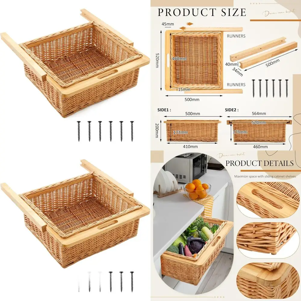 Выдвижной плетеный органайзер для шкафа с ящиками, 20Ш x 20Д x 8В, для хранения в кухонной кладовой, простая установка своими руками
Выдвижной плетеный органайзер для шкафа с ящиками, 20Ш x 20Д x 8В, для хранения в кухонной кладовой, простая установка своими руками