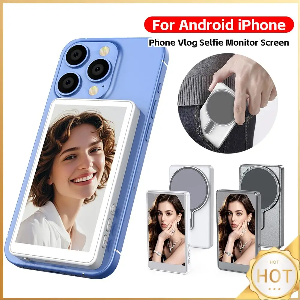 Magnetic Phone Vlog Selfie Monitor Screen Phone Vlog Selfie Screen Rear Camera Monitor Screen for Android iPhone Cellphone
Magnetic Phone Vlog Selfie Monitor Screen Phone Vlog Selfie Screen Rear Camera Monitor Screen for Android iPhone Cellphone