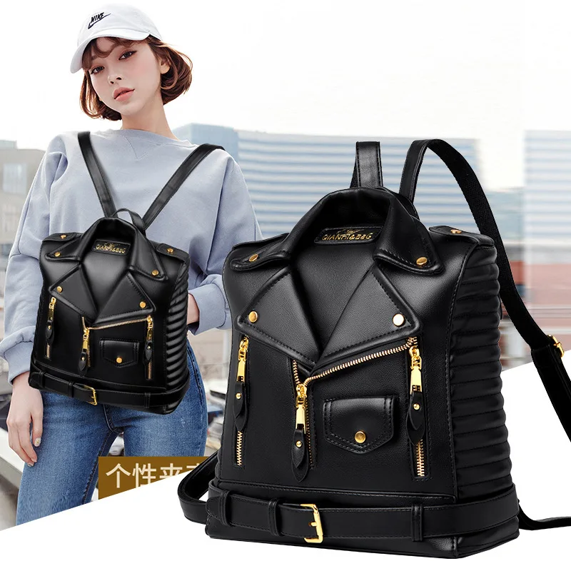 Women Motorcycle Jacket Style Backpack PU Leather Fashion Zipper Design Casual Daypack for School Travel Work
Women Motorcycle Jacket Style Backpack PU Leather Fashion Zipper Design Casual Daypack for School Travel Work