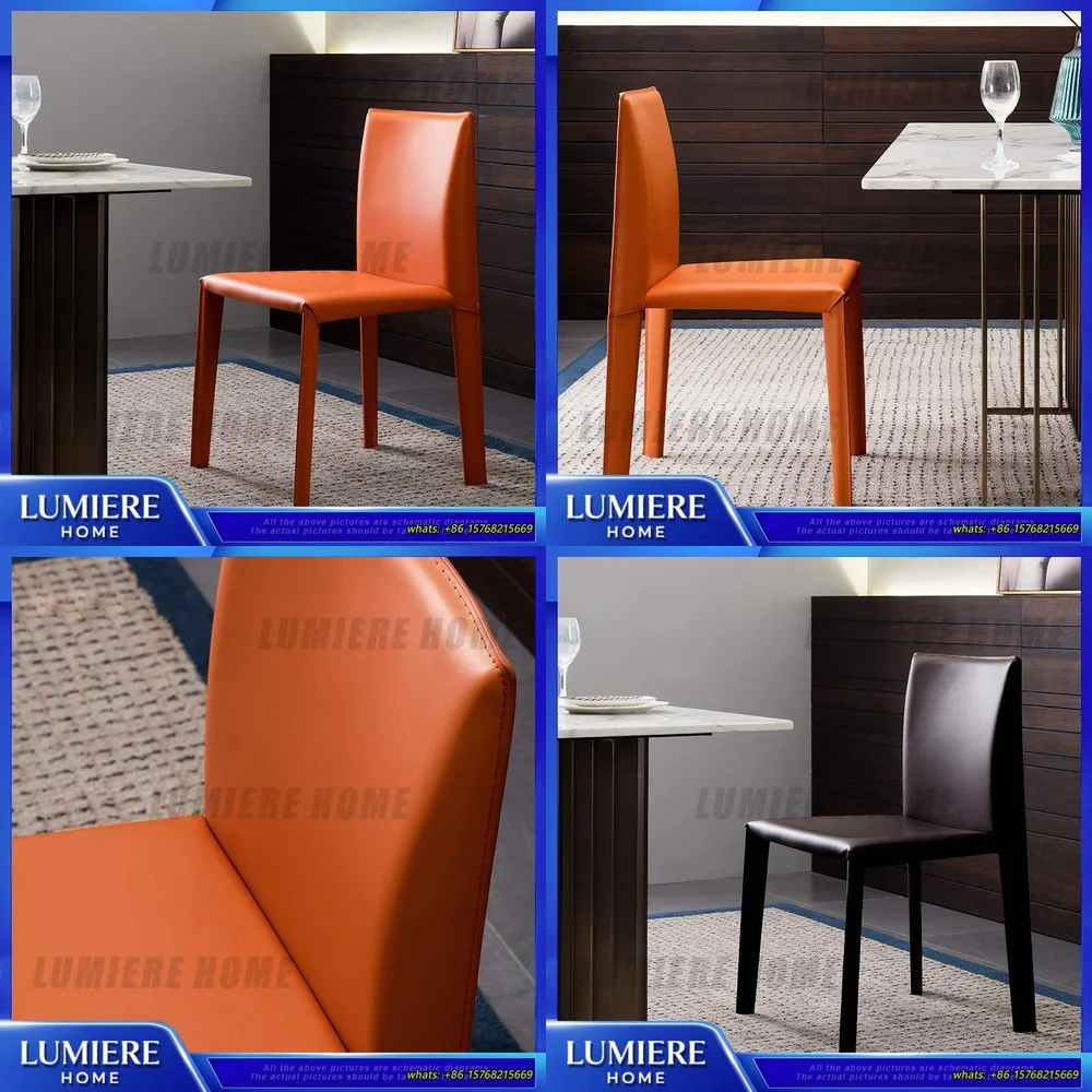 Scandinavian Dining Chair Orange Modern Full Leather Saddle Leather Coffee Chair for Restaurant Study Lounge Design Seat
Scandinavian Dining Chair Orange Modern Full Leather Saddle Leather Coffee Chair for Restaurant Study Lounge Design Seat