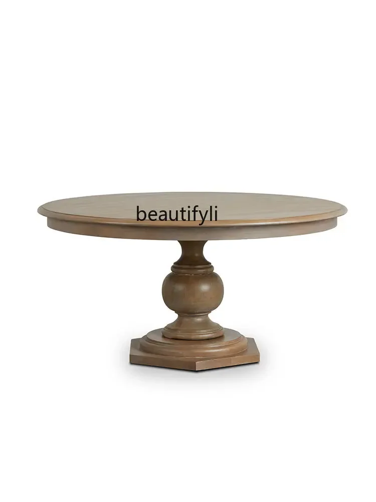 French Solid Wood Dining Table Home Small Apartment round Retro round Table with Turntable Simple Table and Chair Combination
French Solid Wood Dining Table Home Small Apartment round Retro round Table with Turntable Simple Table and Chair Combination