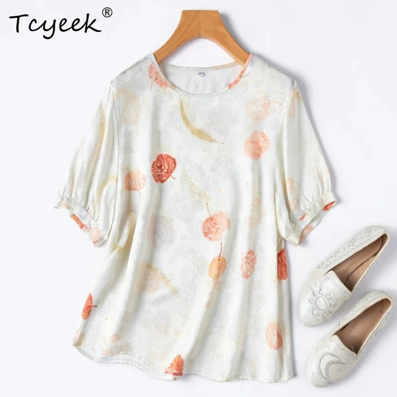 Tcyeek 100% Real Silk Shirts for Women 2026 Summer Printed Round Collar Lantern Sleeves Slimming Top Woman Clothes Tops De Mujer
Tcyeek 100% Real Silk Shirts for Women 2026 Summer Printed Round Collar Lantern Sleeves Slimming Top Woman Clothes Tops De Mujer
