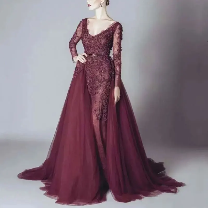 Evening Dresses Backless Celebrity Formal Lace Prom Gown Elegant V Neck Long Sleeves Evening Dress Arabic Party Gowns New
Evening Dresses Backless Celebrity Formal Lace Prom Gown Elegant V Neck Long Sleeves Evening Dress Arabic Party Gowns New