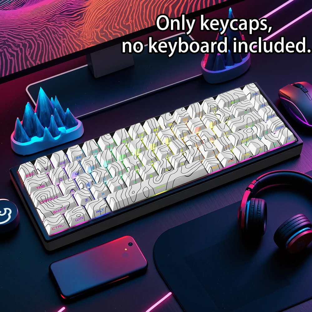 Contour line black-and-white engraved 129-key keycap, made of PBT material, with heat transfer technology
Contour line black-and-white engraved 129-key keycap, made of PBT material, with heat transfer technology