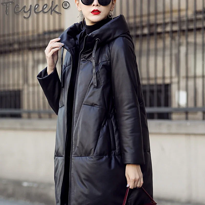 Tcyeek100% Real Leather Jacket Women's Winter Leather Down Jacket Mid-length White Duck Down Trendy Black Sheepskin Jacket Warm
Tcyeek100% Real Leather Jacket Women's Winter Leather Down Jacket Mid-length White Duck Down Trendy Black Sheepskin Jacket Warm