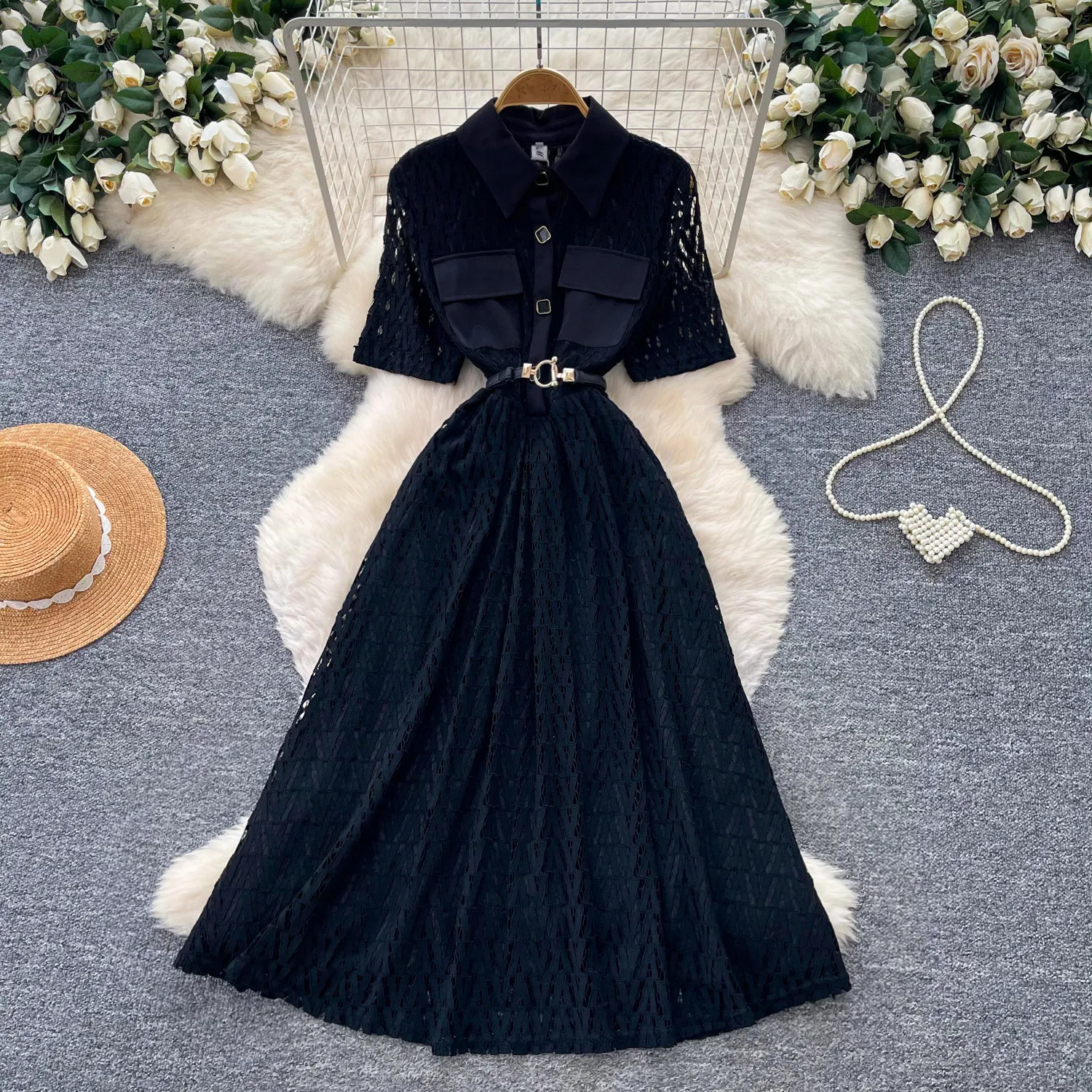 Women Long Dress Dresses A Line Vestidos Y2k Streetwear Turn Down Collar Short Sleeve Elegant Party Lace Tight Waist 2026 Summer
Women Long Dress Dresses A Line Vestidos Y2k Streetwear Turn Down Collar Short Sleeve Elegant Party Lace Tight Waist 2026 Summer