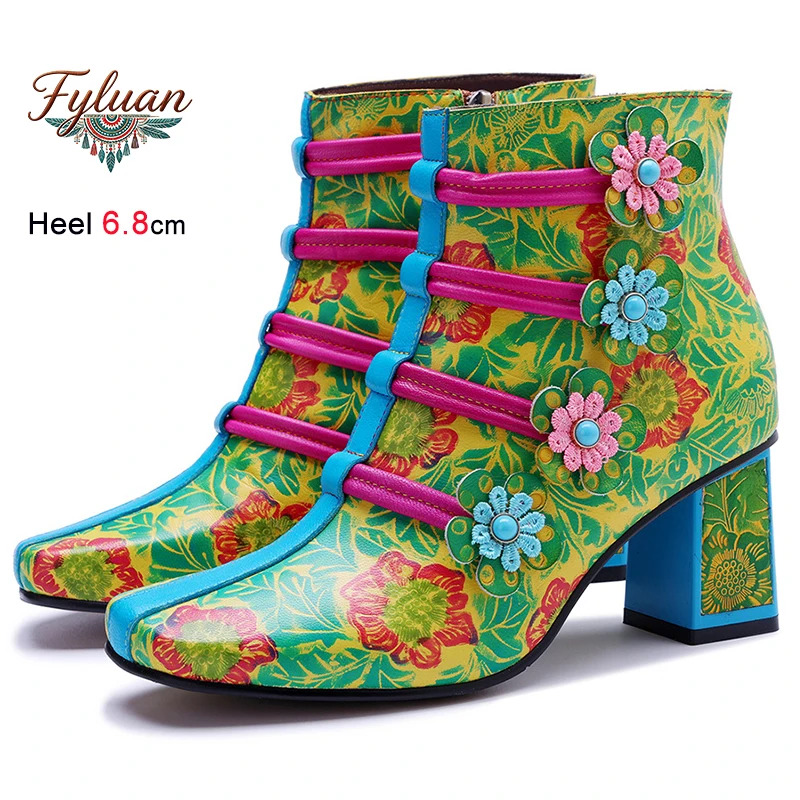 Comfortable Retro Print Women Ankle Boots Thick Heels 6.5cm Back Zipper Three-dimensional Flowers Square Toe Ladies Pumps Shoes
Comfortable Retro Print Women Ankle Boots Thick Heels 6.5cm Back Zipper Three-dimensional Flowers Square Toe Ladies Pumps Shoes