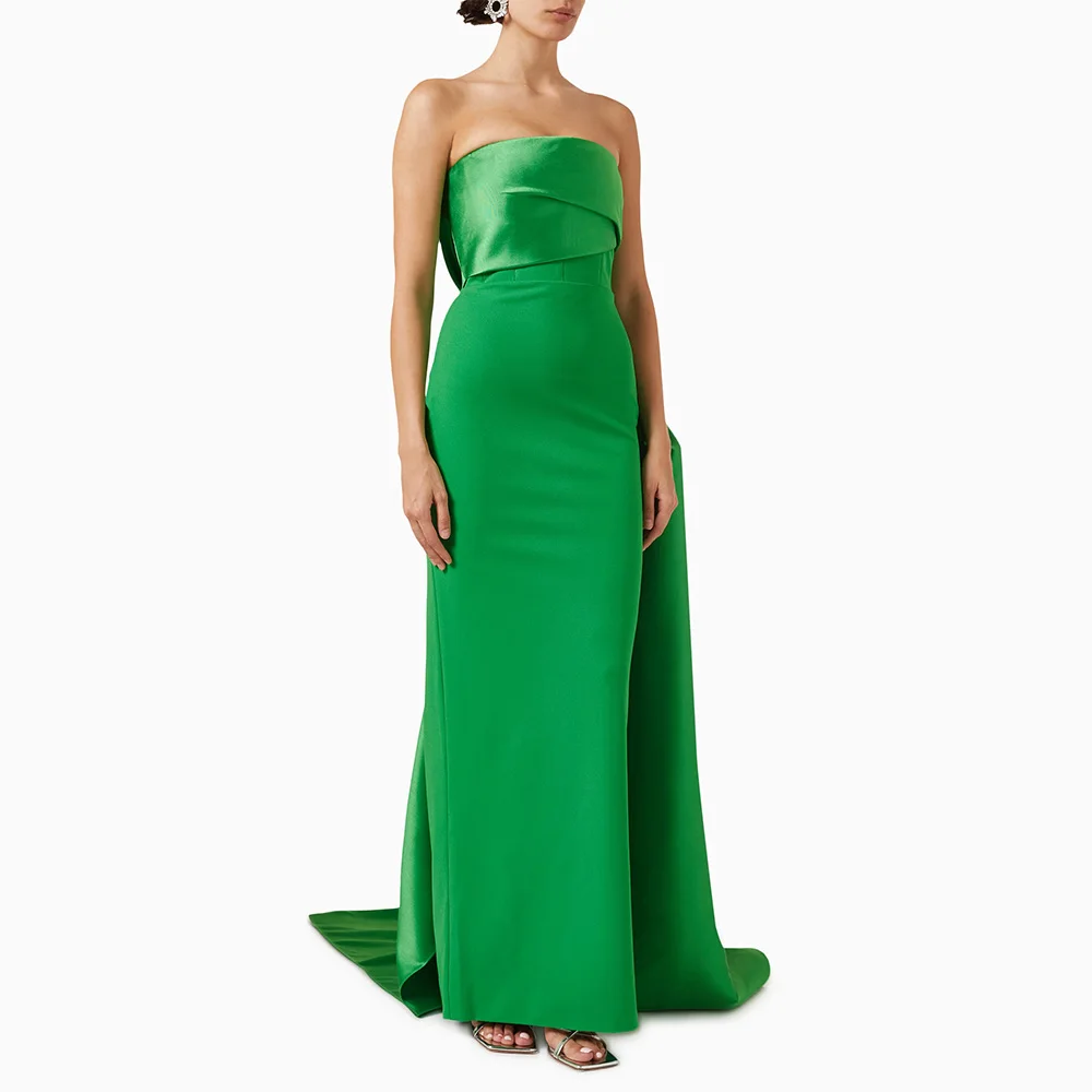 Green Evening Dress 2025 Strapless Draped Sweep Train Column Evening Gowns for Women Sleeveless Elegant Wedding Party Dresses
Green Evening Dress 2025 Strapless Draped Sweep Train Column Evening Gowns for Women Sleeveless Elegant Wedding Party Dresses