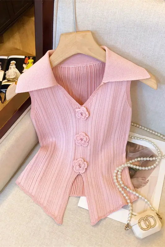 Femme Summer Fashion Embroidery Floral Simplicity Solid Polo Collar Sleeveless Women New Clothing All-match Slim Sleeveless Z987
Femme Summer Fashion Embroidery Floral Simplicity Solid Polo Collar Sleeveless Women New Clothing All-match Slim Sleeveless Z987