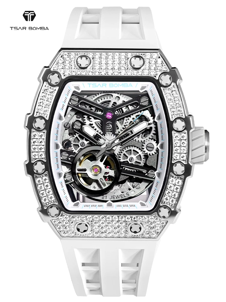 TSAR BOMBA Watches for Men Diamond Automatic Watches Luxury Mens Mechanical Watch White Wristwatch Waterproof Skeleton Clock
TSAR BOMBA Watches for Men Diamond Automatic Watches Luxury Mens Mechanical Watch White Wristwatch Waterproof Skeleton Clock