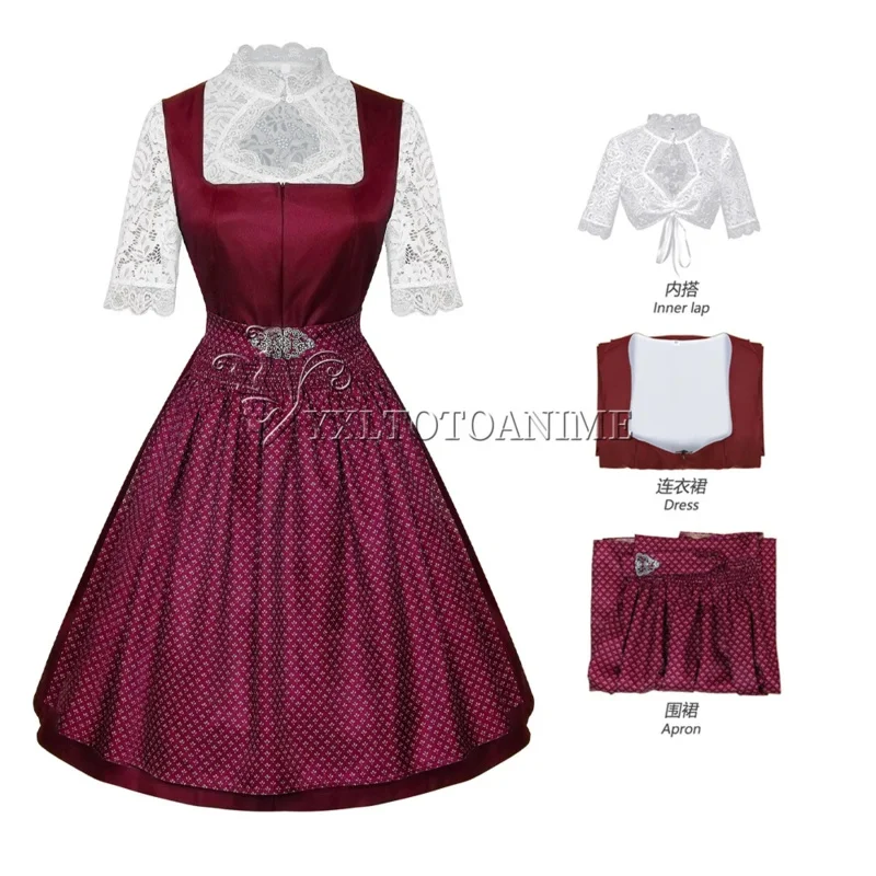 Женский красный костюм миди, платье Октоберфест, пивная горничная, женское платье-дирндль с кружевным фартуком, модное Хэллоуин
Женский красный костюм миди, платье Октоберфест, пивная горничная, женское платье-дирндль с кружевным фартуком, модное Хэллоуин