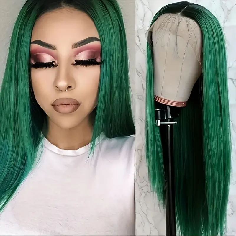 Dark Green Synthetic Straight Wig With Black Highlights For Women, 13x4 Lace Front, Heat Resistant, Breathable & Fade-Proof
Dark Green Synthetic Straight Wig With Black Highlights For Women, 13x4 Lace Front, Heat Resistant, Breathable & Fade-Proof