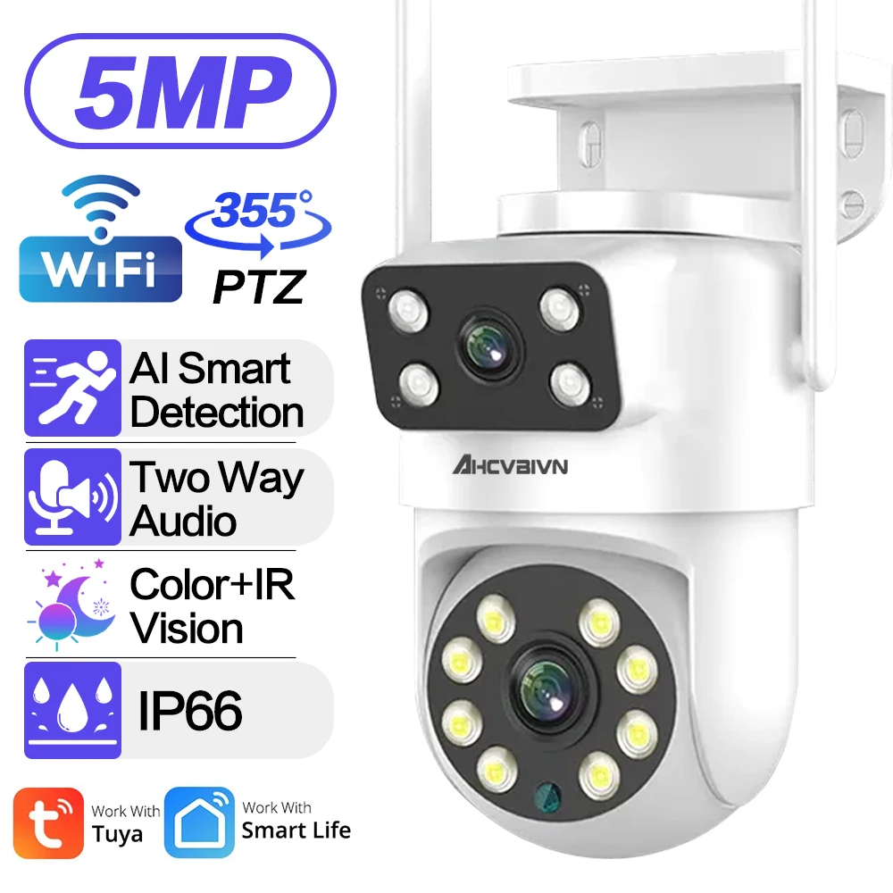 AHCVBIVN 8MP IP Surveillance Camera Tuya 4K HD Dual Lens Outdoor Wifi Video Surveillance PTZ Camera Waterproof External AI Track
AHCVBIVN 8MP IP Surveillance Camera Tuya 4K HD Dual Lens Outdoor Wifi Video Surveillance PTZ Camera Waterproof External AI Track