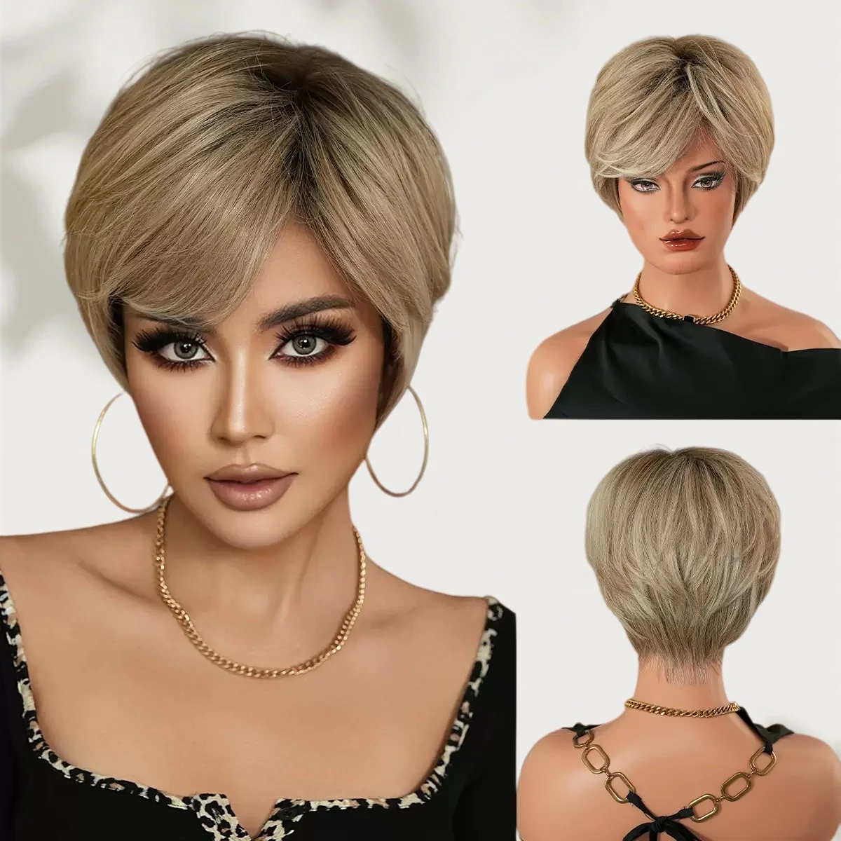 Short Layered Pixie Cut Synthetic Wig for Women Heat Resistant Natural Looking Full Wig for Daily Summer Party Cosplay
Short Layered Pixie Cut Synthetic Wig for Women Heat Resistant Natural Looking Full Wig for Daily Summer Party Cosplay