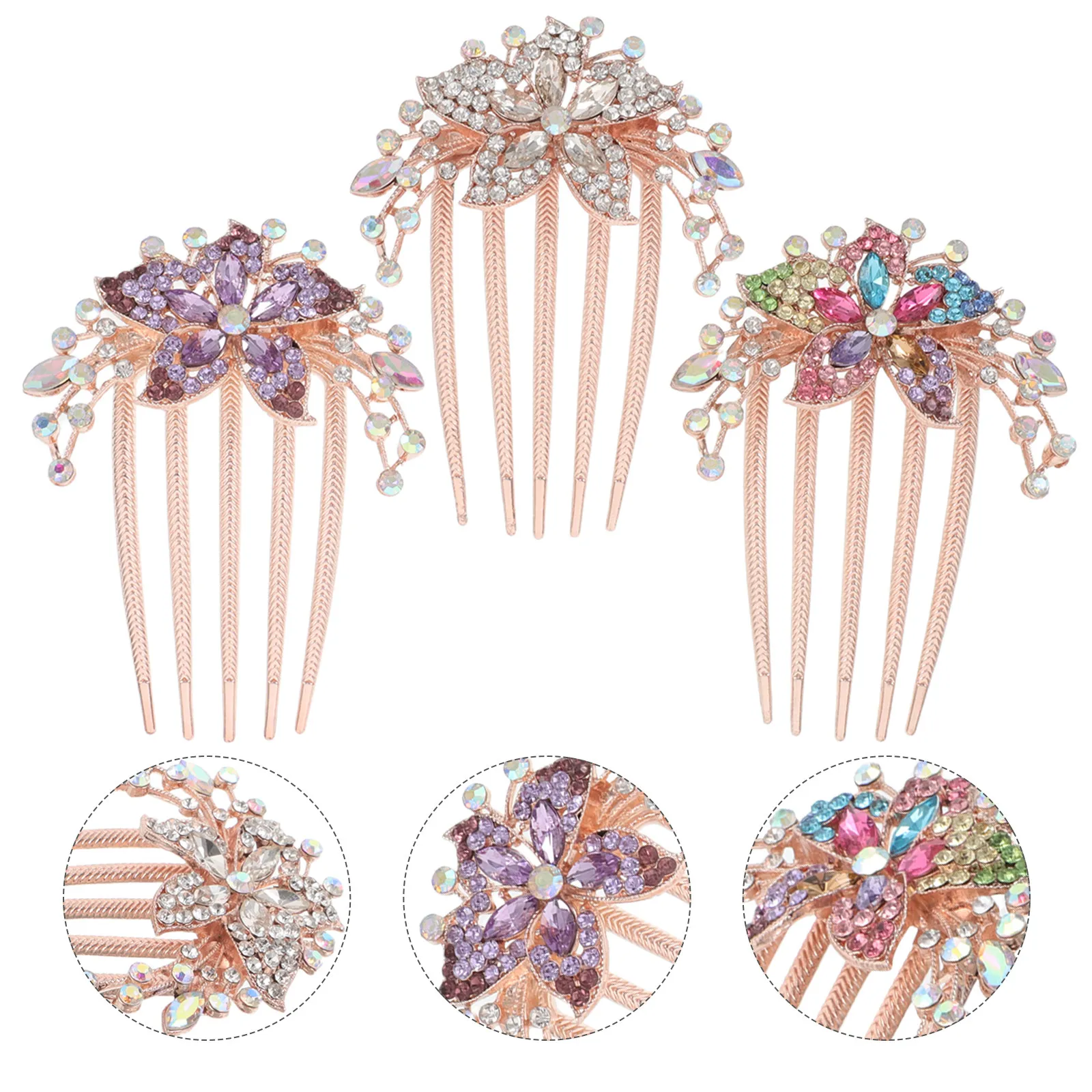 3Pcs Colorful Crystal Floral Hair Combs Korean Style Vintage Side Comb Set for Women Bridal Wedding Party Office School Daily
3Pcs Colorful Crystal Floral Hair Combs Korean Style Vintage Side Comb Set for Women Bridal Wedding Party Office School Daily