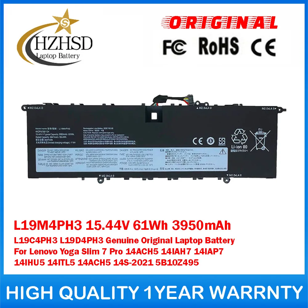 L19M4PH3 15.44V 61Wh 3950mAh L19C4PH3 L19D4PH3 Оригинальная батарея для ноутбука Lenovo Yoga Slim 7 Pro 14ACH5 14IAH7 14IAP7
L19M4PH3 15.44V 61Wh 3950mAh L19C4PH3 L19D4PH3 Оригинальная батарея для ноутбука Lenovo Yoga Slim 7 Pro 14ACH5 14IAH7 14IAP7