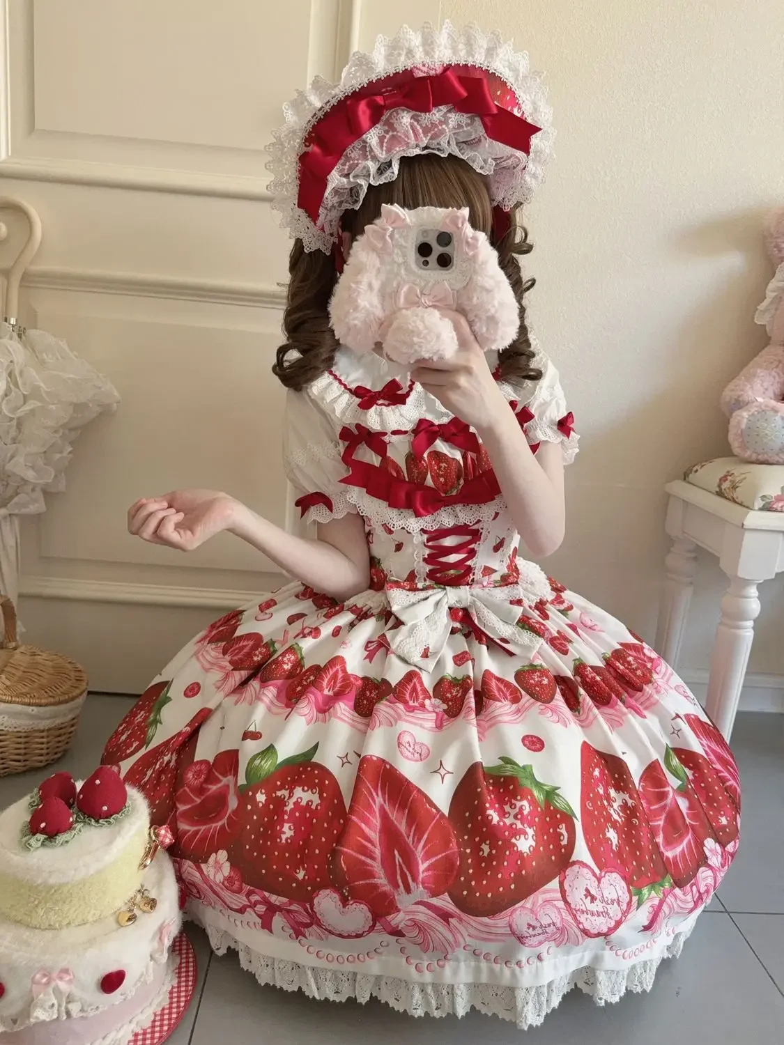 Japanese Sweet Lolita Strawberry Suspender Dress Women Kawaii Cute Print Jsk Cosplay Princess Party Dresses Vintage Dress
Japanese Sweet Lolita Strawberry Suspender Dress Women Kawaii Cute Print Jsk Cosplay Princess Party Dresses Vintage Dress