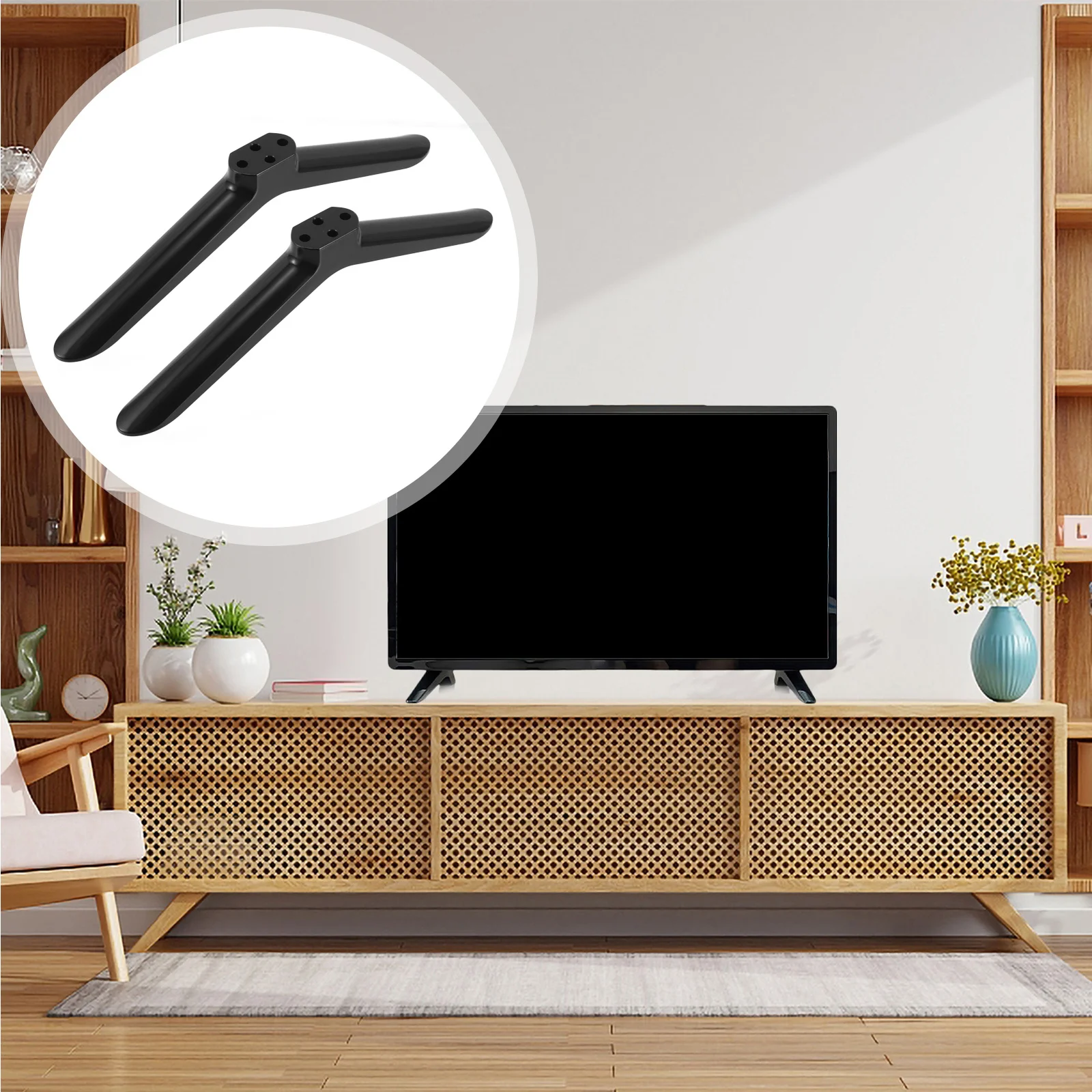 2Pcs Riser Stand 40 Inch Black Base Legs Replacement for Flat Screen Universal Mounting Brackets Home Office Display