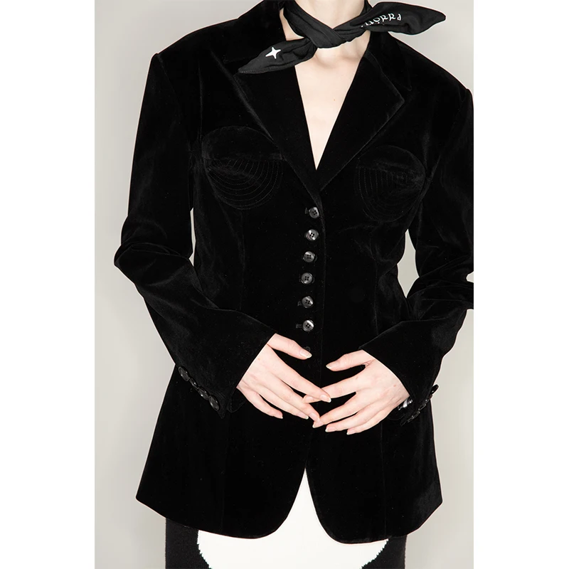 Современный бархатный жакет-бюстье с объемным кроем, винтажный, из ткани Quorra S Chord, женский костюм, верхняя одежда с длинными рукавами
Современный бархатный жакет-бюстье с объемным кроем, винтажный, из ткани Quorra S Chord, женский костюм, верхняя одежда с длинными рукавами