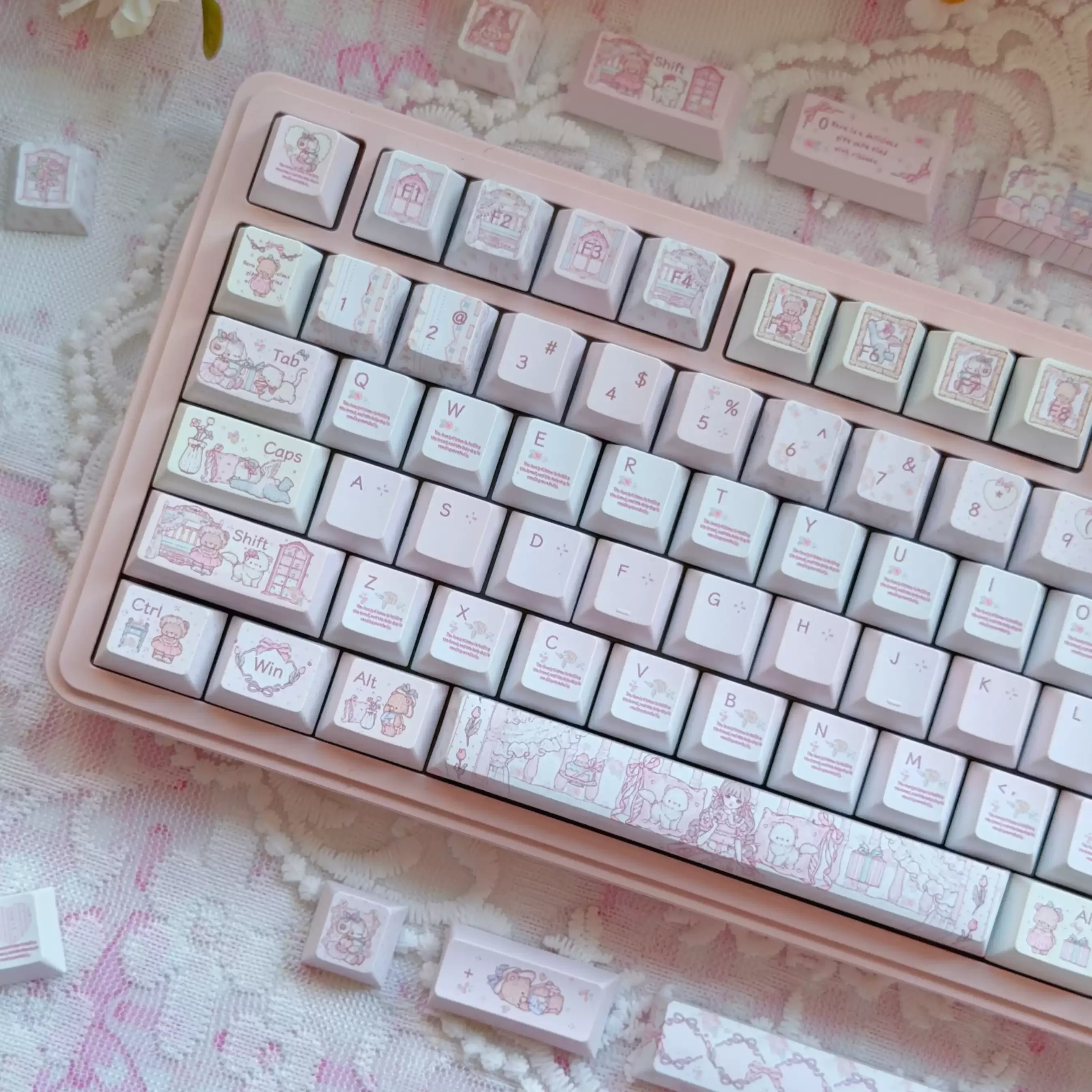 Princess Dress Pink Keycaps Set PBT Sublimation Keyboard Caps Custom Cherry Profile Key Caps for Mechanical Keyboard Accessories
Princess Dress Pink Keycaps Set PBT Sublimation Keyboard Caps Custom Cherry Profile Key Caps for Mechanical Keyboard Accessories