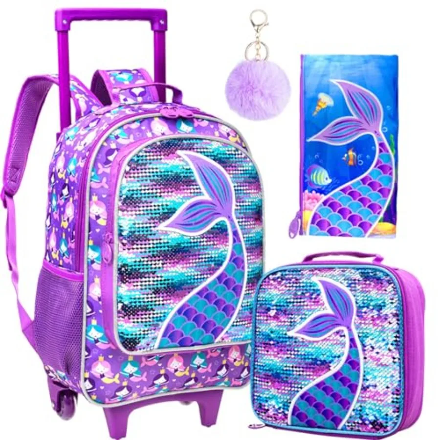 3PCS Rolling Backpack for Girls Boys, Roller Wheels Bookbag, Wheeled School Bag with Lunch Bag
3PCS Rolling Backpack for Girls Boys, Roller Wheels Bookbag, Wheeled School Bag with Lunch Bag