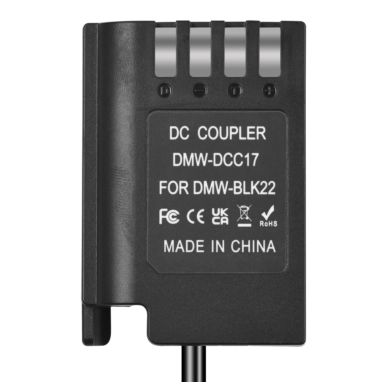 Andoer DMW-DCC17 Dummy Battery with DC Male Connector Straight Cable DC to DMW-BLK22 Dummy Battery Coupler for Panasonic LUMIX
Andoer DMW-DCC17 Dummy Battery with DC Male Connector Straight Cable DC to DMW-BLK22 Dummy Battery Coupler for Panasonic LUMIX