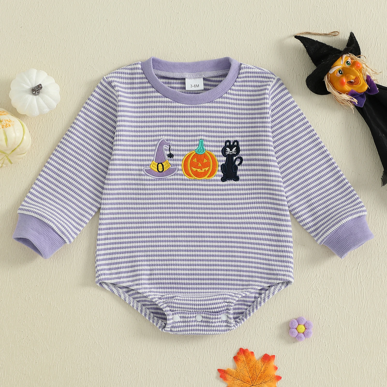 0-18 Months Baby Halloween Romper Long Sleeve Crew Neck Pumpkin Ghost Embroidery Bodysuit Newborn Fall Outfit
0-18 Months Baby Halloween Romper Long Sleeve Crew Neck Pumpkin Ghost Embroidery Bodysuit Newborn Fall Outfit