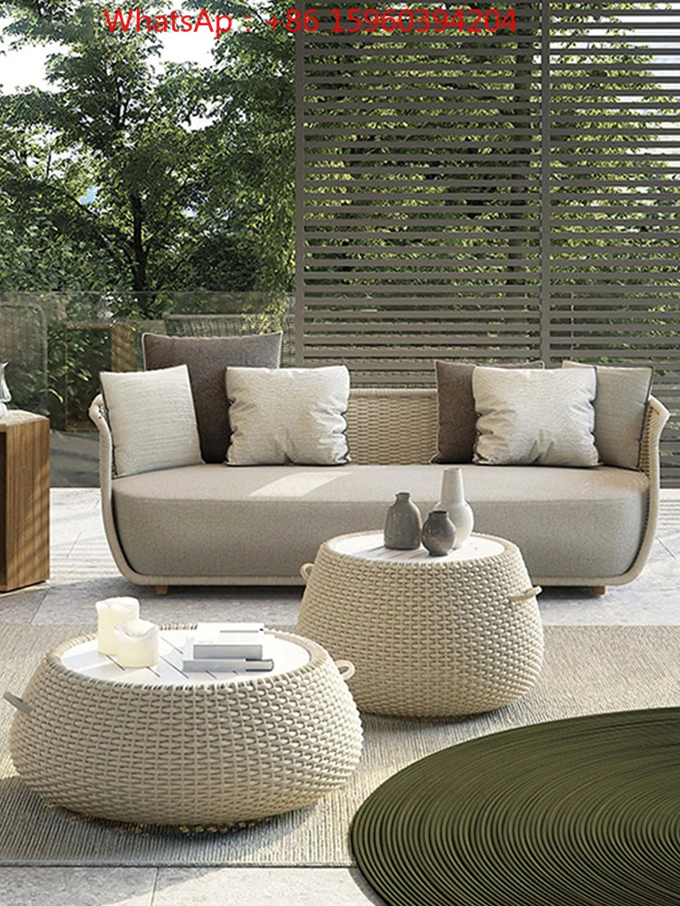 Nordic outdoor sofa courtyard villa living room waterproof rope design rattan combination furniture solid wood coffee table
Nordic outdoor sofa courtyard villa living room waterproof rope design rattan combination furniture solid wood coffee table