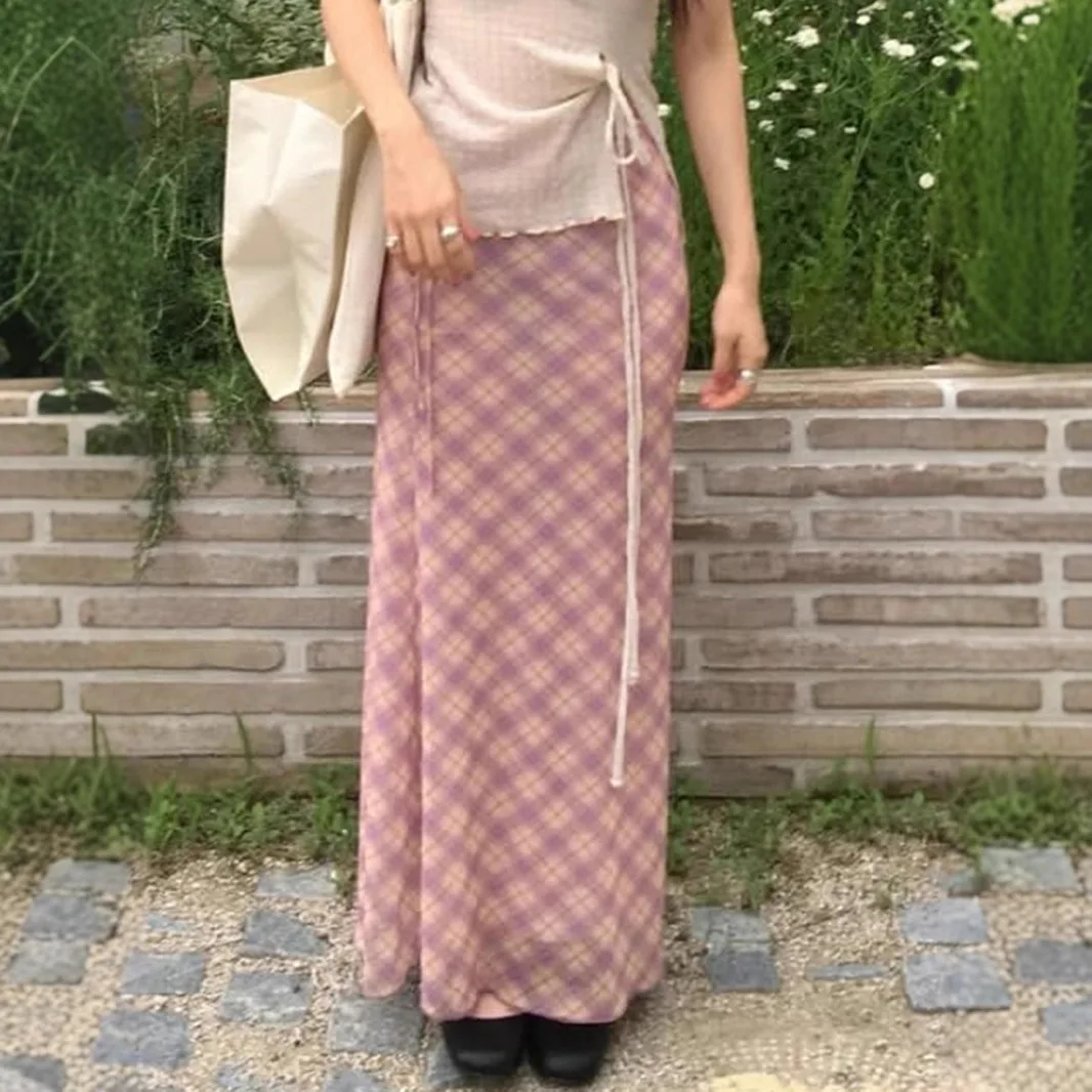 Zeyla Women's 2025 Cottagecore Pink Plaid Skirt Sheer Mesh High Waist Flowy Maxi Dress Summer Loose Fit Straight Long Dress
Zeyla Women's 2025 Cottagecore Pink Plaid Skirt Sheer Mesh High Waist Flowy Maxi Dress Summer Loose Fit Straight Long Dress