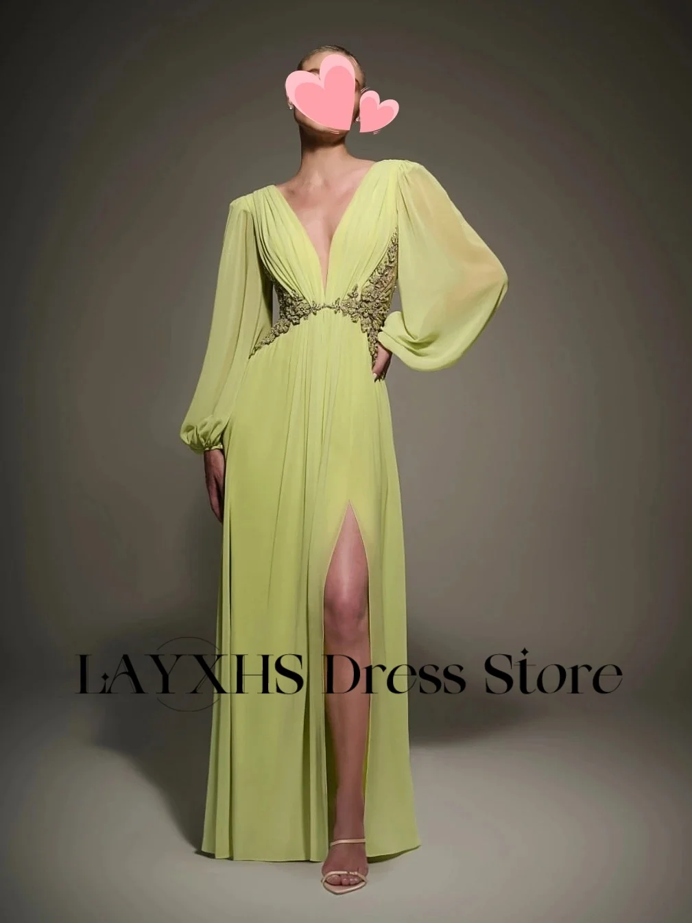 LAYXHS Simple Deep V-Neck Evening Dresses Chiffon Long Sleeves Applique A-Line Side Slit Prom Dresses Customized فساتين سهرة
LAYXHS Simple Deep V-Neck Evening Dresses Chiffon Long Sleeves Applique A-Line Side Slit Prom Dresses Customized فساتين سهرة
