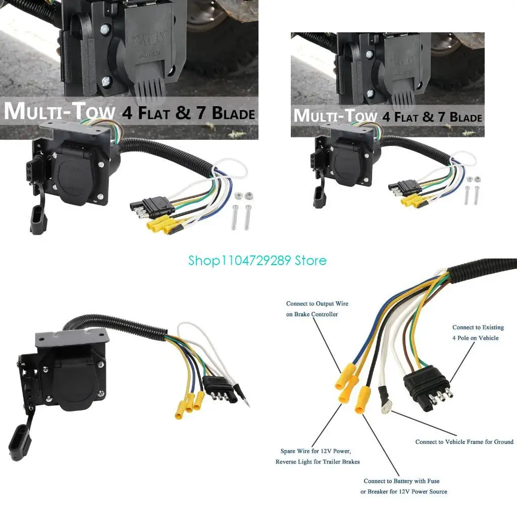 D8KE Multiple Function 4 Pin to 7 Pin Trailer Light Converter Plastic for Auto Transport
D8KE Multiple Function 4 Pin to 7 Pin Trailer Light Converter Plastic for Auto Transport