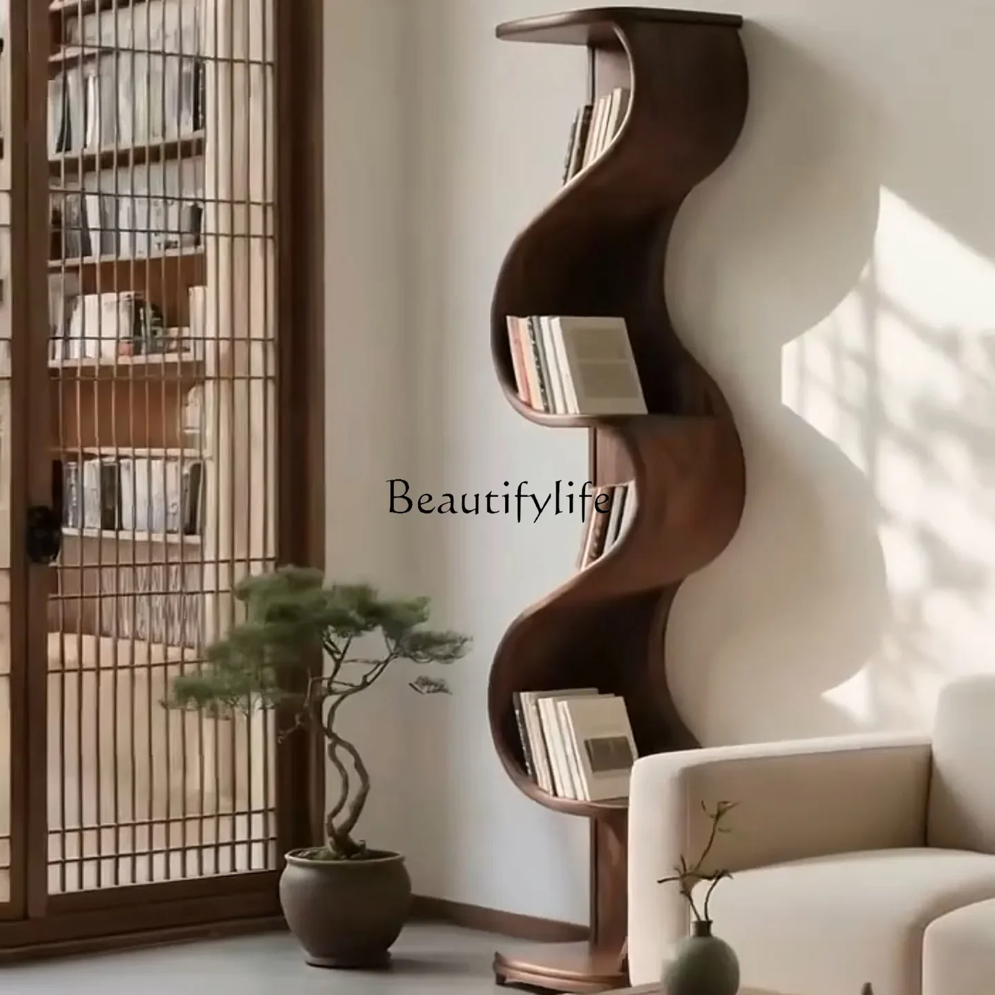 yj21Medieval wabi-sabi wind North American black walnut bookshelf, solid wood shelf
yj21Medieval wabi-sabi wind North American black walnut bookshelf, solid wood shelf