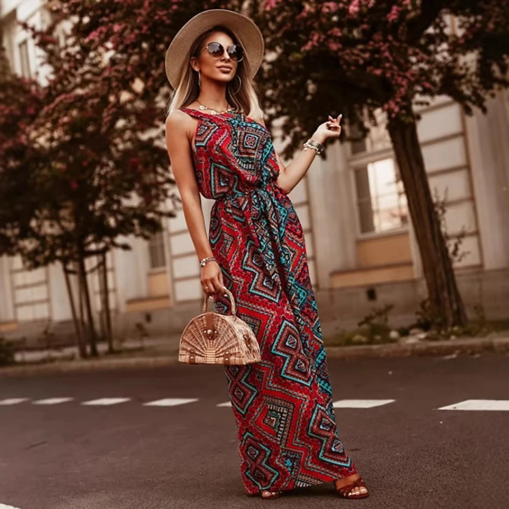 New Elegant Sleeveless Lace Up Loose Dress Bohemian Pleated Casual Long Dress Vintage Pattern Printed O Neck Women's Dress
New Elegant Sleeveless Lace Up Loose Dress Bohemian Pleated Casual Long Dress Vintage Pattern Printed O Neck Women's Dress