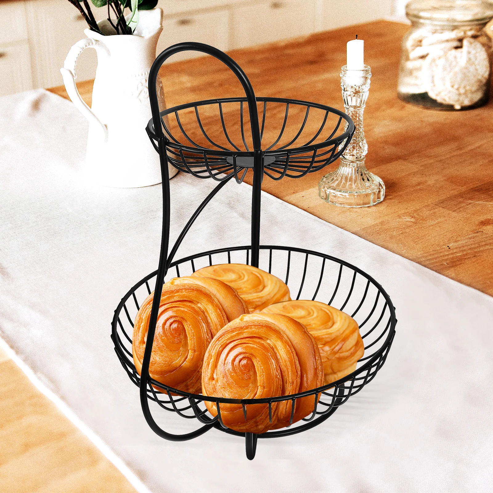 Iron Art Double Layers Fruit Basket Storage Kitchen Snacks Container Round Large Capacity Metal Restaurant Supply Tidy Clean
Iron Art Double Layers Fruit Basket Storage Kitchen Snacks Container Round Large Capacity Metal Restaurant Supply Tidy Clean