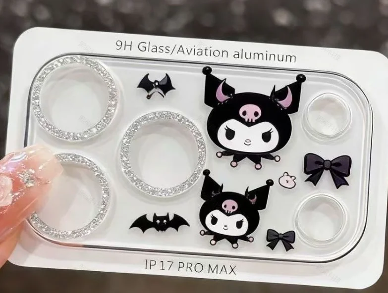 Cute Kuromi Camera Lens Protector for iPhone 17 Pro Max 17 Pro 3-in-1 Full Cover Glitter Film HD Clear Tempered Glass Cute Kuromi Camera Lens Protector for iPhone 17 Pro Max 17 Pro 3-in-1 Full Cover Glitter Film HD Clear Tempered Glass