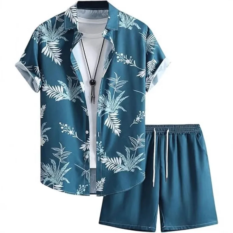 Men's Hawaiian Striped Short Sleeve Shirt Shorts 2 Piece Set Summer Casual Beachwear
Men's Hawaiian Striped Short Sleeve Shirt Shorts 2 Piece Set Summer Casual Beachwear