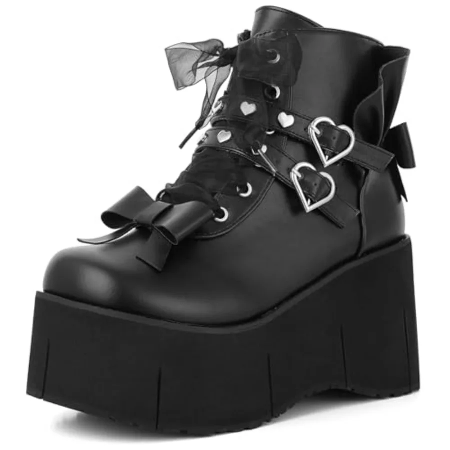 Platform Ankle Boots for Women Chunky High Heel Booties Goth Round Toe Combat Boots Women Lace Up Motorcycle Wedges
Platform Ankle Boots for Women Chunky High Heel Booties Goth Round Toe Combat Boots Women Lace Up Motorcycle Wedges