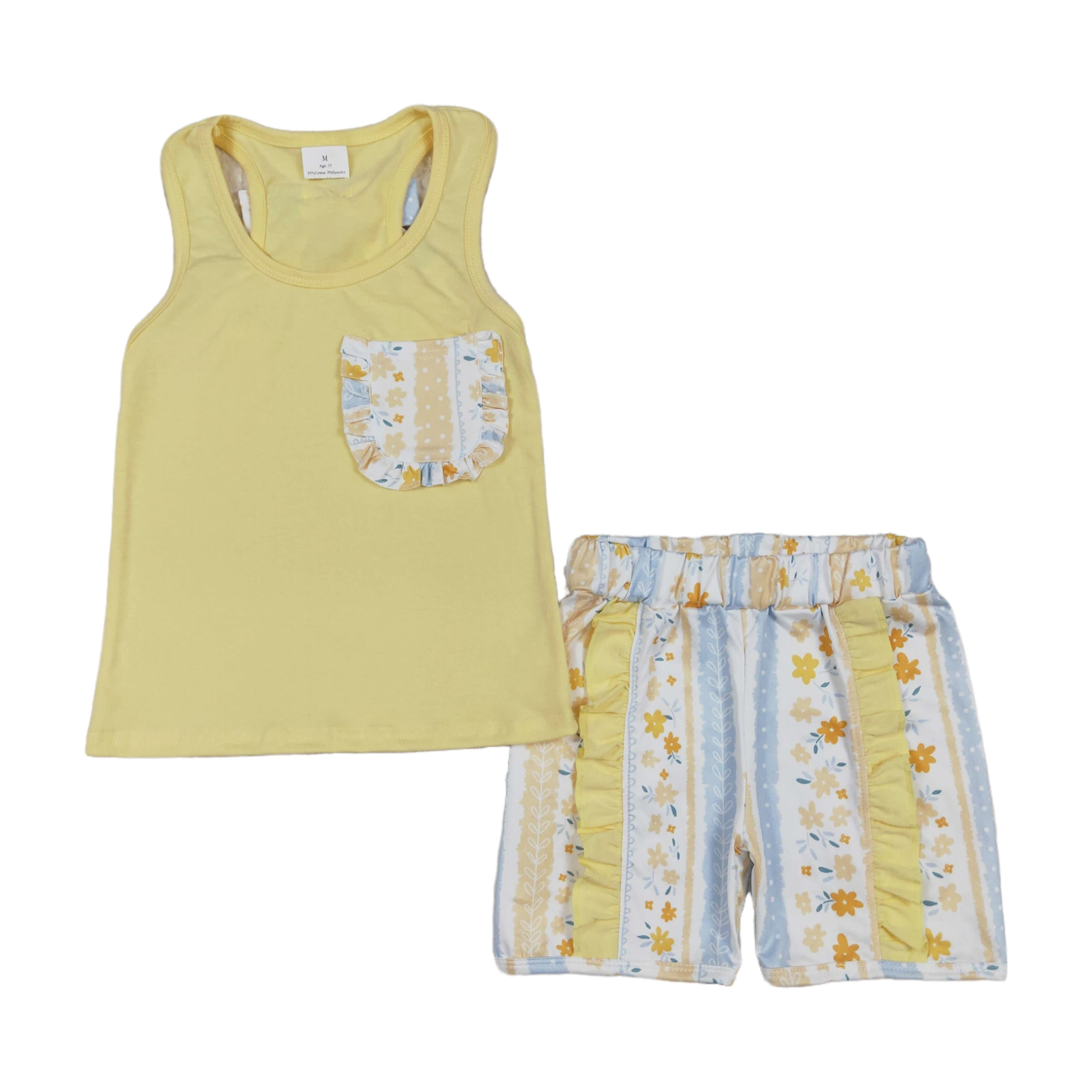 Wholesale Boutique Sets Kids Designer Clothes Summer Baby Girls Outfits Sleeveless Pocket Flowers Tunic Tops Ruffle Shorts
Wholesale Boutique Sets Kids Designer Clothes Summer Baby Girls Outfits Sleeveless Pocket Flowers Tunic Tops Ruffle Shorts
