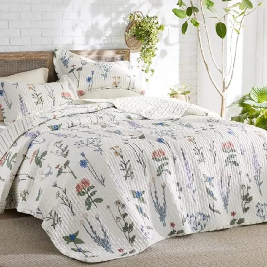 Floral Quilt Queen Size - Reversible White Floral Comforter Spring Lightweight Bedspread Quilt Bedding Soft Microfiber Coverlet
Floral Quilt Queen Size - Reversible White Floral Comforter Spring Lightweight Bedspread Quilt Bedding Soft Microfiber Coverlet