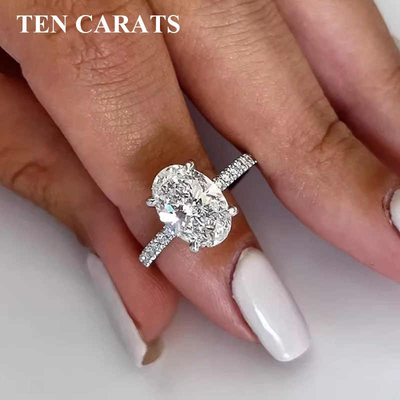 TEN CARATS Oval Cut 1CT -3CT D Color Moissanite Rings for Women Lab Diamond Wedding Promise Band S925 Sterling Silver Jewelry
TEN CARATS Oval Cut 1CT -3CT D Color Moissanite Rings for Women Lab Diamond Wedding Promise Band S925 Sterling Silver Jewelry