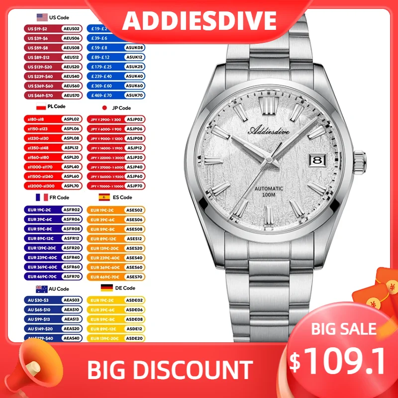 ADDIESDIVE Men's Watches Tree Pattern Dial Top Luxury Automatic Watch Man Sapphire Mechanical Wristwatches 100M Waterproof Clock
ADDIESDIVE Men's Watches Tree Pattern Dial Top Luxury Automatic Watch Man Sapphire Mechanical Wristwatches 100M Waterproof Clock