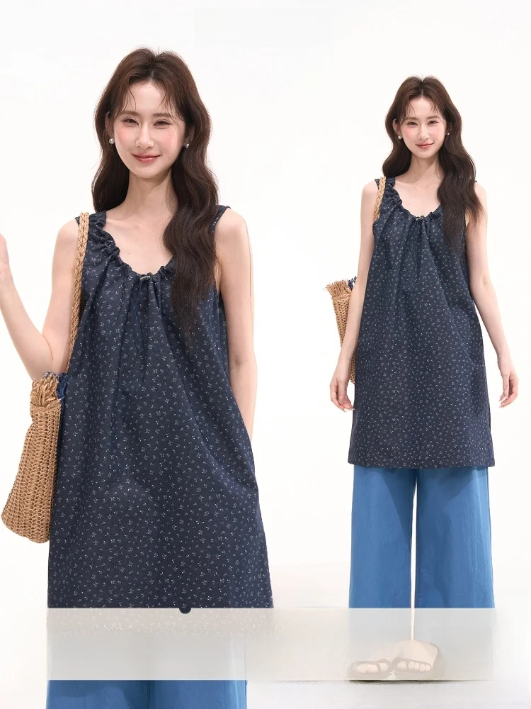 Summer Floral Denim Vest Dress Women's Casual Style Sleeveless round Neck Loose Fit Tourist Friendly Comfortable Cotton Blend
Summer Floral Denim Vest Dress Women's Casual Style Sleeveless round Neck Loose Fit Tourist Friendly Comfortable Cotton Blend