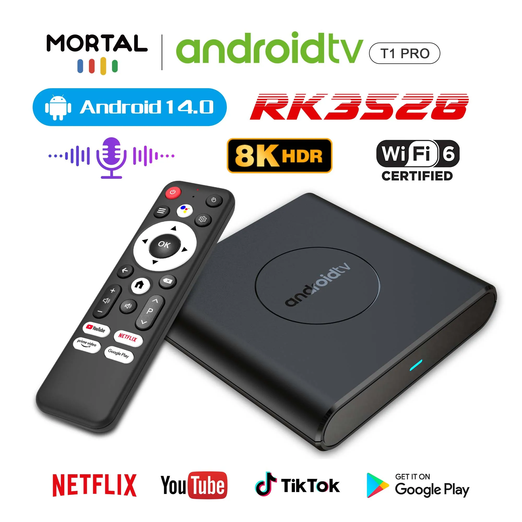 Mortal T1pro Android 14 Smart TV Box 8K BT5.X Wifi6 64GB/128GB Large Memory Rockchip 3528 Quad-core CPU Chromecast Media Player
Mortal T1pro Android 14 Smart TV Box 8K BT5.X Wifi6 64GB/128GB Large Memory Rockchip 3528 Quad-core CPU Chromecast Media Player